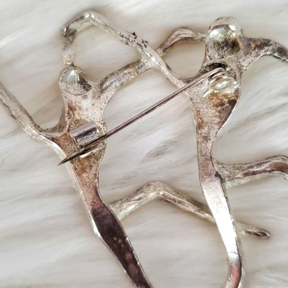 Vintage Silvertone Dancing Ballet Large Figure Brooch Pin Costume Jewelry - Picture 7 of 9